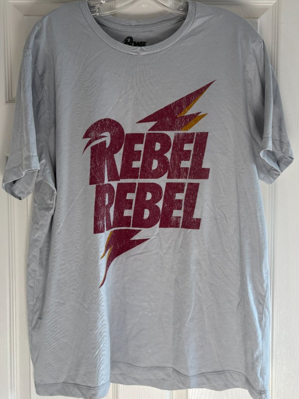 David Bowie Rebel Rebel Gray Burgundy Official Graphic Band T-Shirt Large L